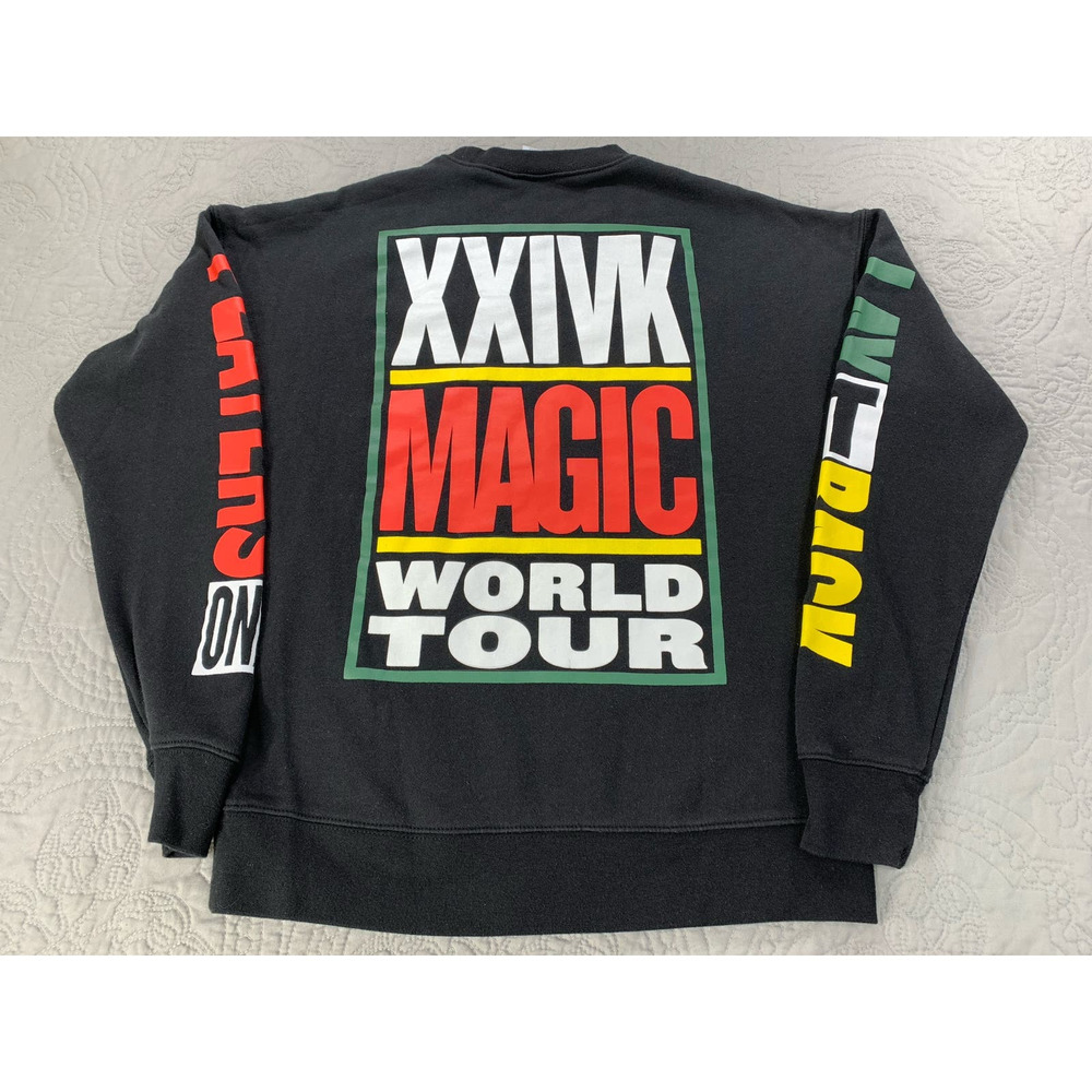 Bruno Mars Sweater‎ Magic World Tour Black 24K Medium Players Only Pop Lay Back